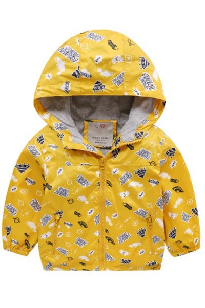 SKCC005 design charge windbreaker jacket inner knitting inner full printed pattern children's clothing garment factory back view